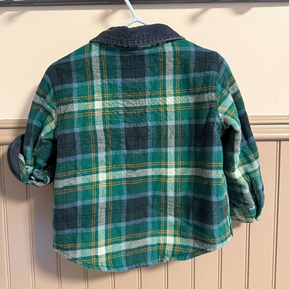 Old Navy Fleece Lined Flannel | 2T | Blue/Green Plaid - Picture 2 of 3